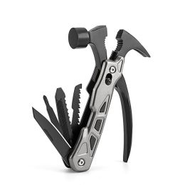 Multi-function Hammer Camping Gear Multitool Portable Outdoor Survival Gear (Color: Gray)