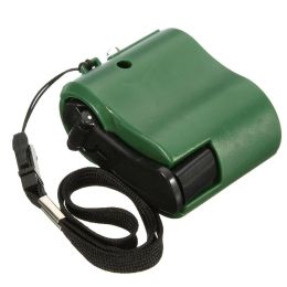 USB Hand Crank Phone Charger Manual Outdoor Hiking Camping (Color: Green)