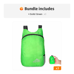 Portable And Foldable Small Backpack; Short-Distance Travel Bag (Color: Solid Green*3)