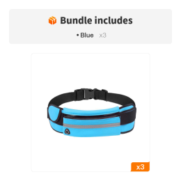 Unisex Sports Fanny Pack; Running Waist Bag; Belt Phone Bag (Color: Blue*3)