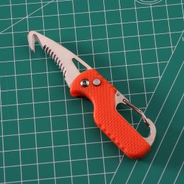 Multitool Keychain Knife; Small Pocket Box/Strap Cutter (Color: Orange+White)