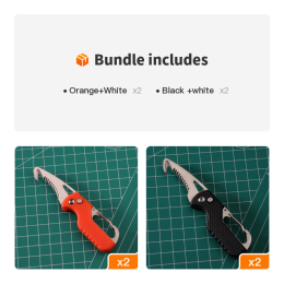 Multitool Keychain Knife; Small Pocket Box/Strap Cutter (Color: [Orange+White]*2+[Black +white]*2)