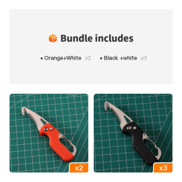 Multitool Keychain Knife; Small Pocket Box/Strap Cutter (Color: [Orange+White]*2+[Black +white]*3)